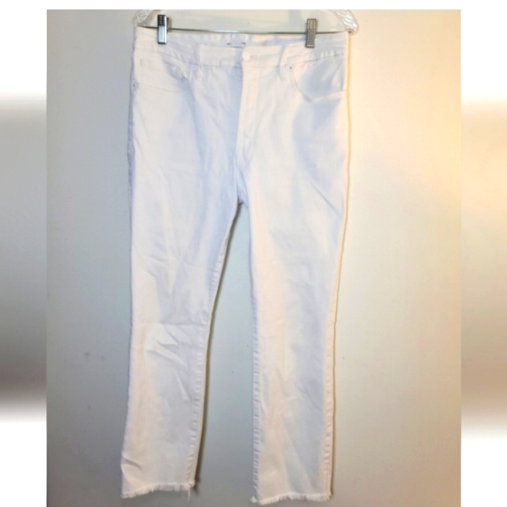 GOOD AMERICAN HIGH WAIST Ankle Cropped Frayed Hem Straight Leg Jeans Size 12/31 - Picture 4 of 14